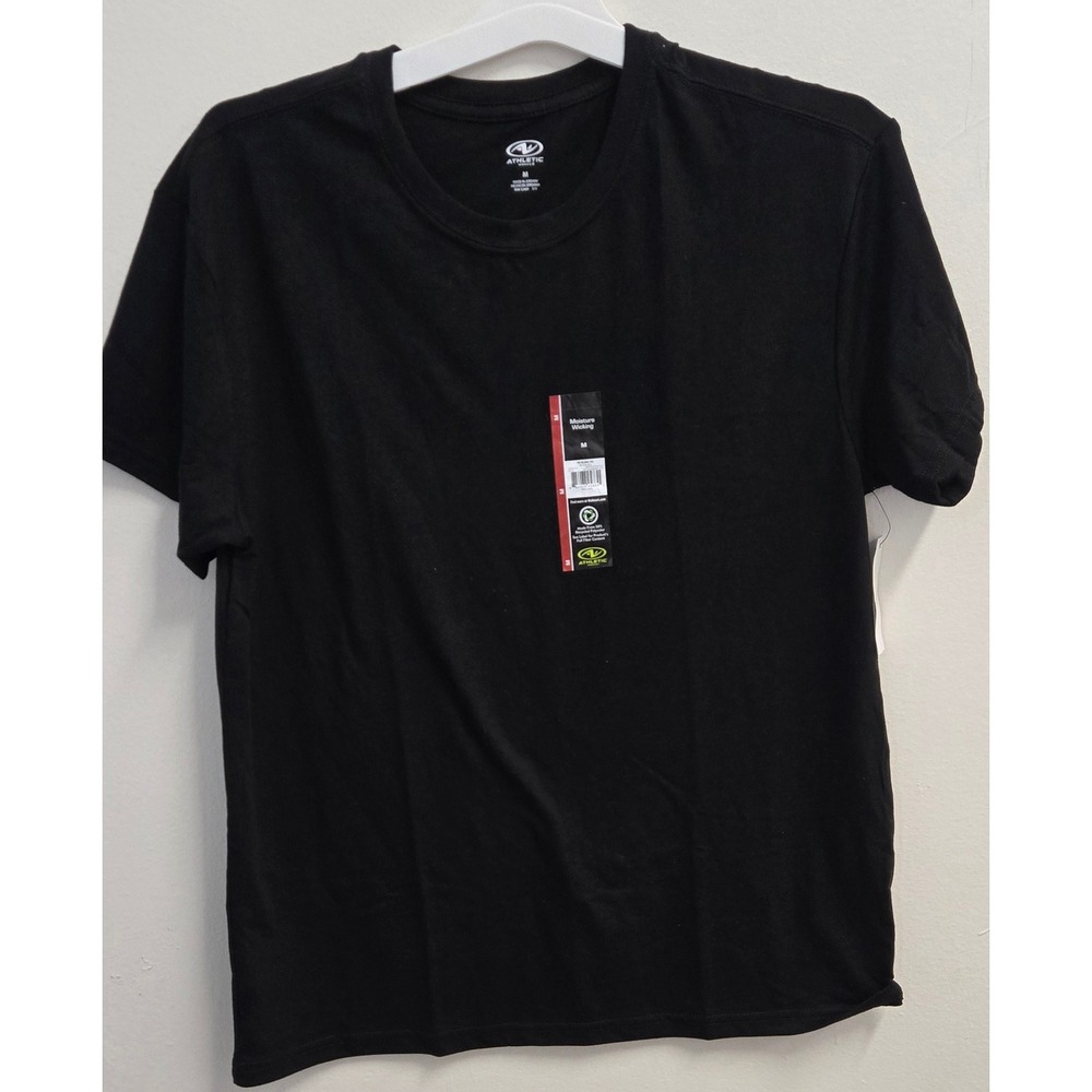 Athletic Works Mens Tri-Blend Moisture Wicking Tee Shirt Rich Black Size M NWT
